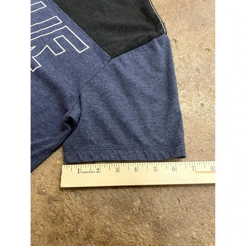 True‎ Religion World Tour T Shirt Mens M Blue Black Spellout Logo Short Sleeve